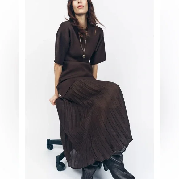 Zara Dark Brown Midi Dress - Picture 9 of 14